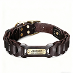 Genuine Leather Dog Collar & Leash Set