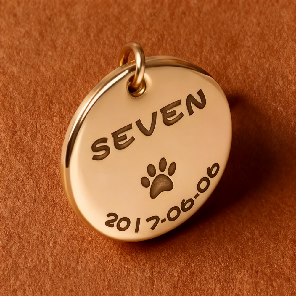 Custom Brass Pet Memorial Tag – Personalized Name & Date Engraved Keepsake for Dogs/Cats