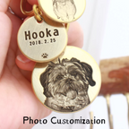 Customizable Double-Layer Pure Copper Pet Tag – Engrave Pet Portrait and Owner Contact Information