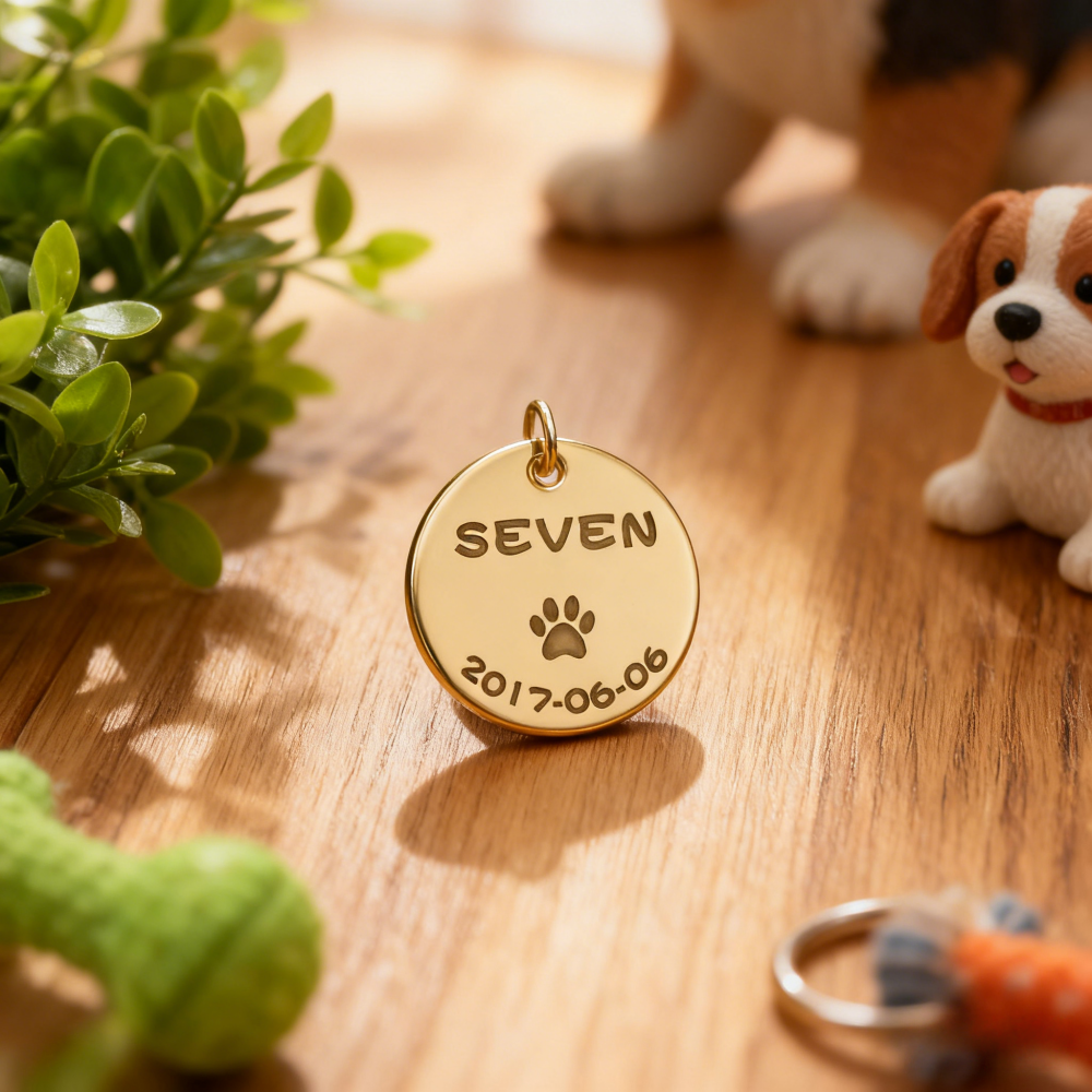 Custom Brass Pet Memorial Tag – Personalized Name & Date Engraved Keepsake for Dogs/Cats