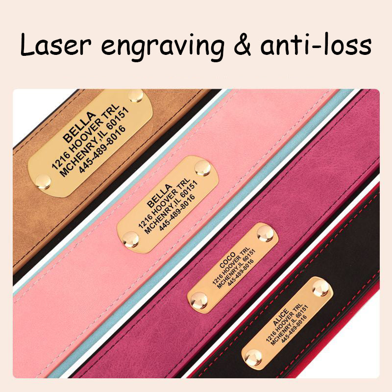 Custom Engraved Anti-Loss Leather Collar