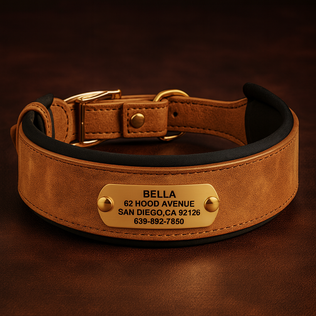 Custom Engraved Anti-Loss Leather Collar