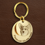 Customizable Double-Layer Pure Copper Pet Tag – Engrave Pet Portrait and Owner Contact Information